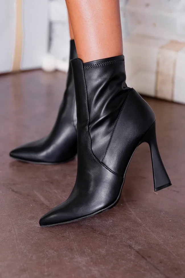 Abbey Black Pointed Toe Heeled Bootie FINAL SALE