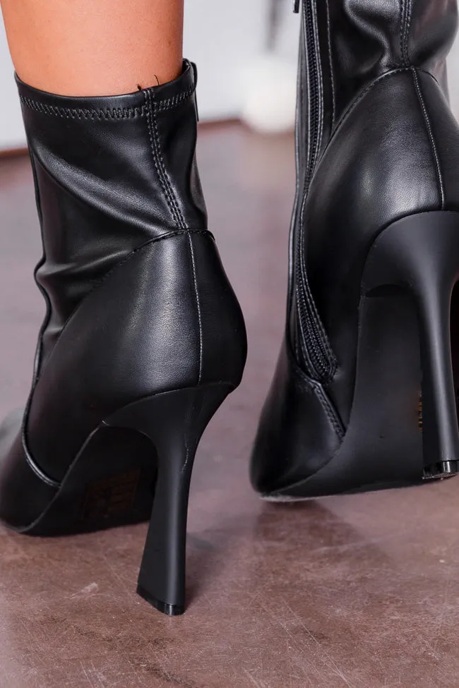 Abbey Black Pointed Toe Heeled Bootie FINAL SALE