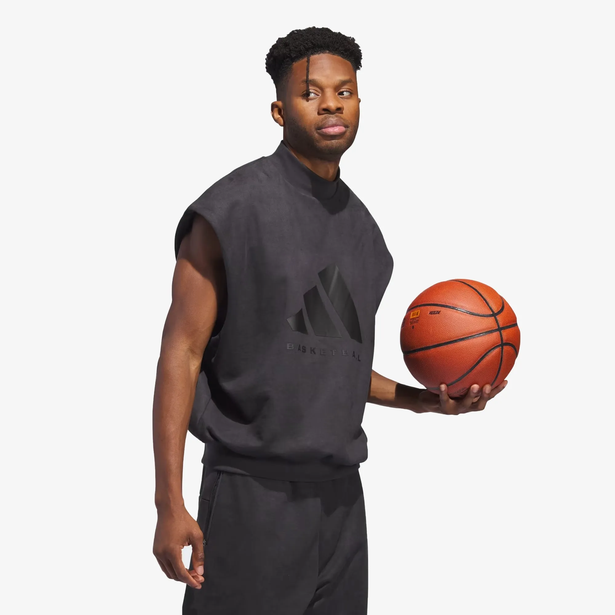 Adidas Originals | BASKETBALL SUEDED SLEEVELESS SWEATSHIRT  { CARBON