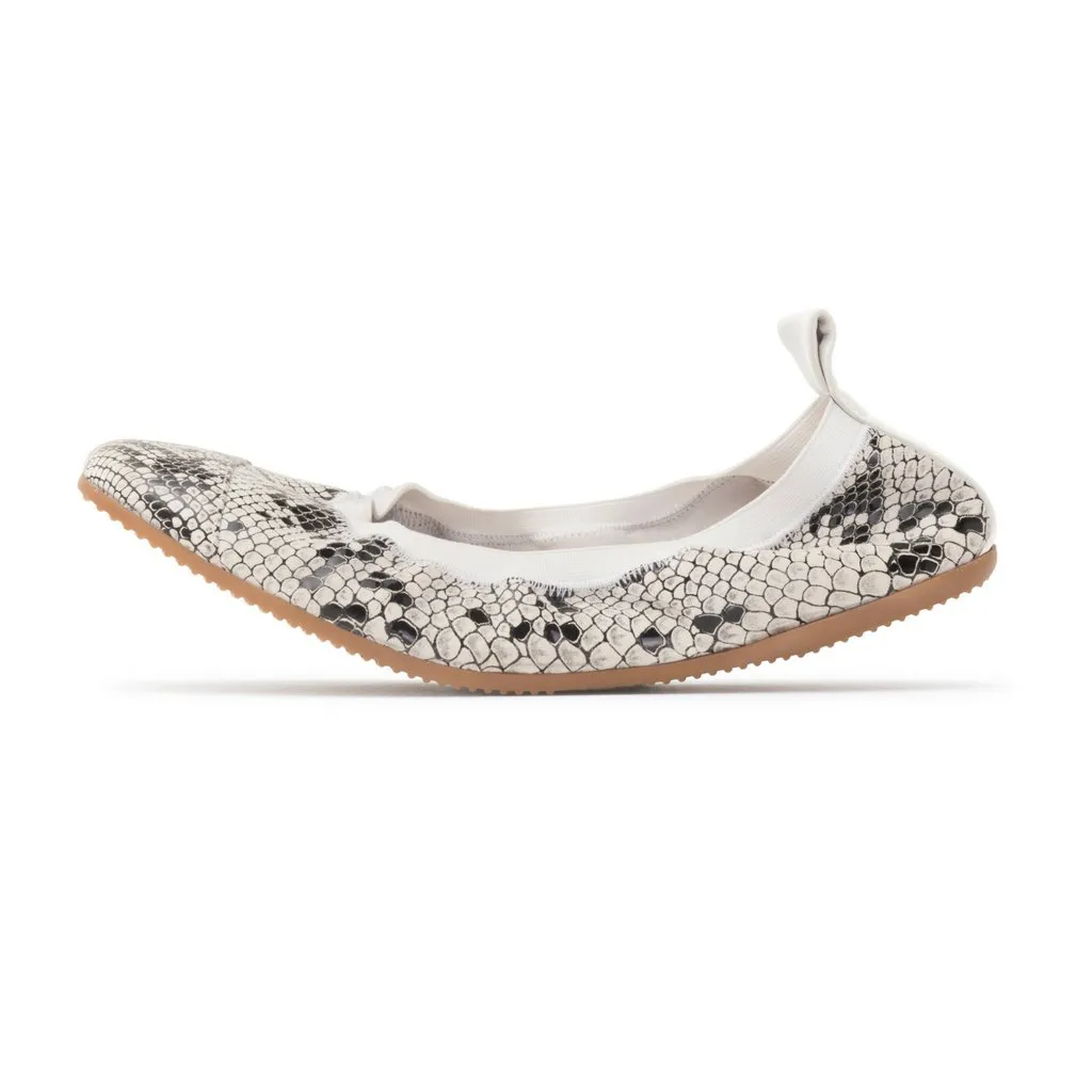 Alberta - White Snake Skin Print Ballet Flat