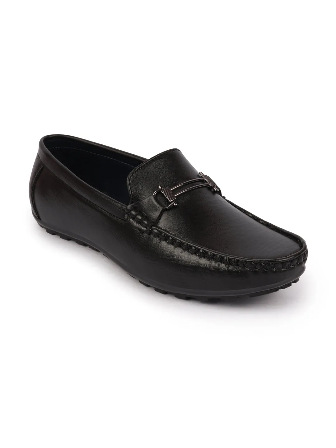 Basics Men Black Horsebit Buckle Premium Slip On Casual Loafers and Moccasin Shoes