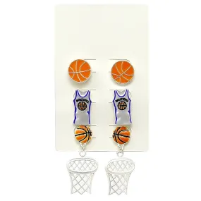 Basketball Enamel Earring Set