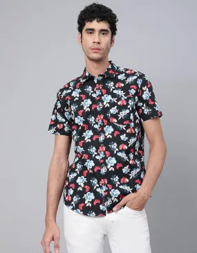 Black Floral Printed Casual Shirt