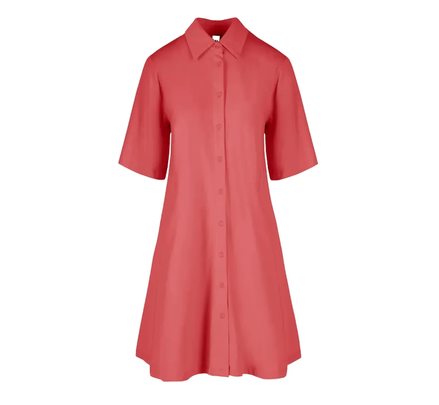 Bomboogie Midi Shirt Dress in Organic Cotton AW8488TJOR4 404 coral red