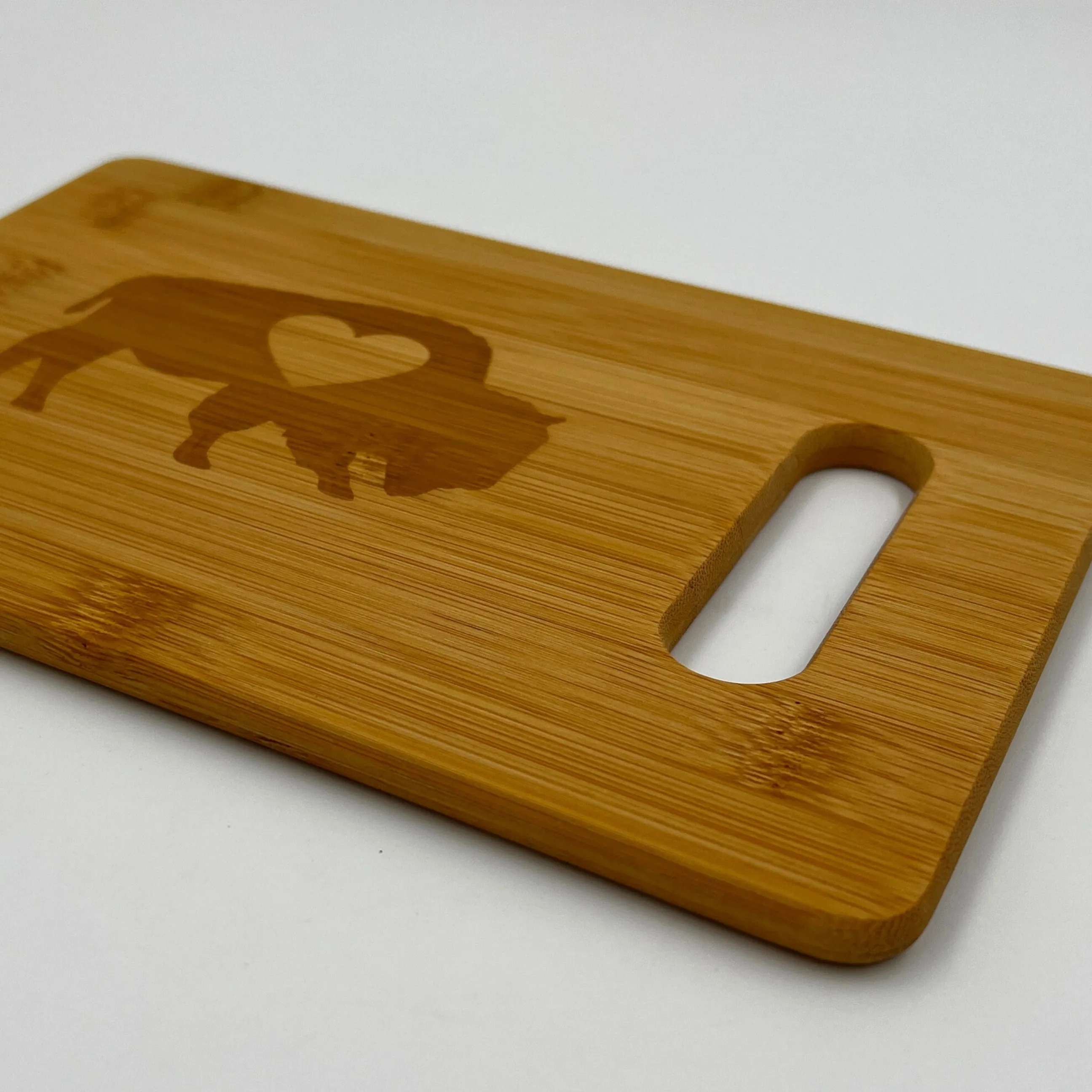 Buffalo With Heart Small Bamboo Cutting Board