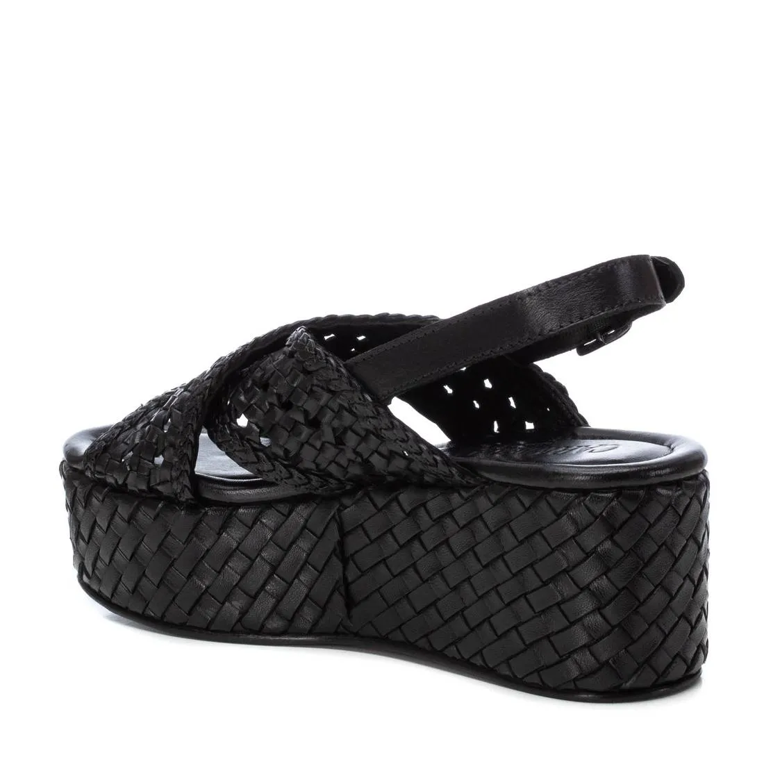 CARMELA Black Woven Leather Platform Sandal