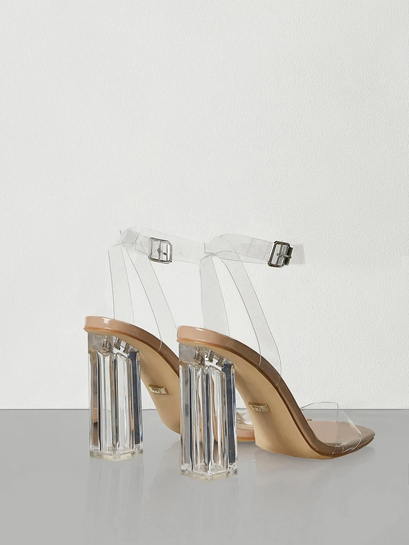 Clear Chunky Heeled Sandals