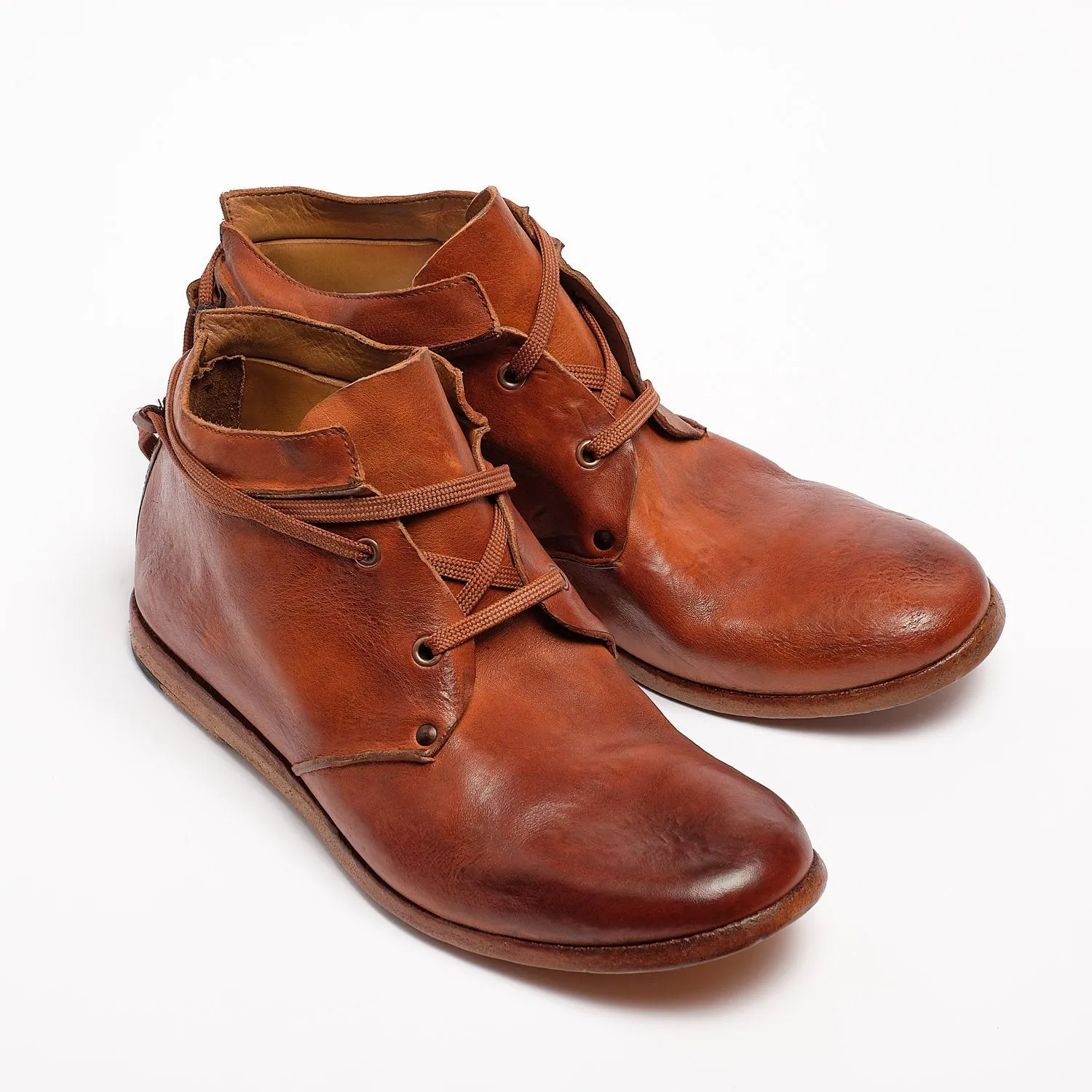 Constantine Laced Mid Shoes natural vacchetta leather cuoio