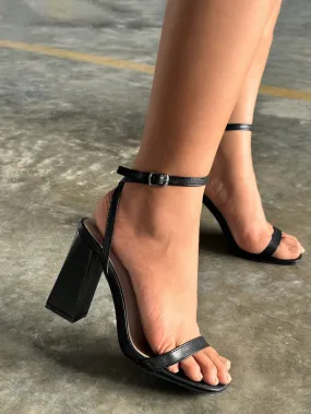 CUCCOO BIZCHIC Woman Shoes Square Toe Single Band Chunky Heeled Elegant Black Outdoor Slingback Sandals For Summer Graduation Heels Prom Heels Vacation Shoes Summer Sale