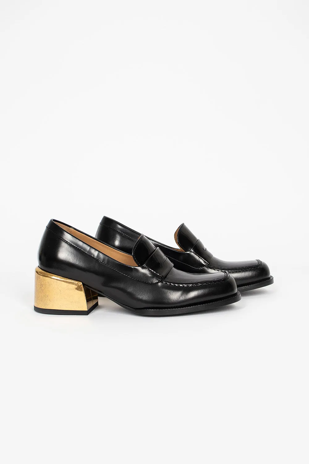 Heeled Loafer Black/Gold