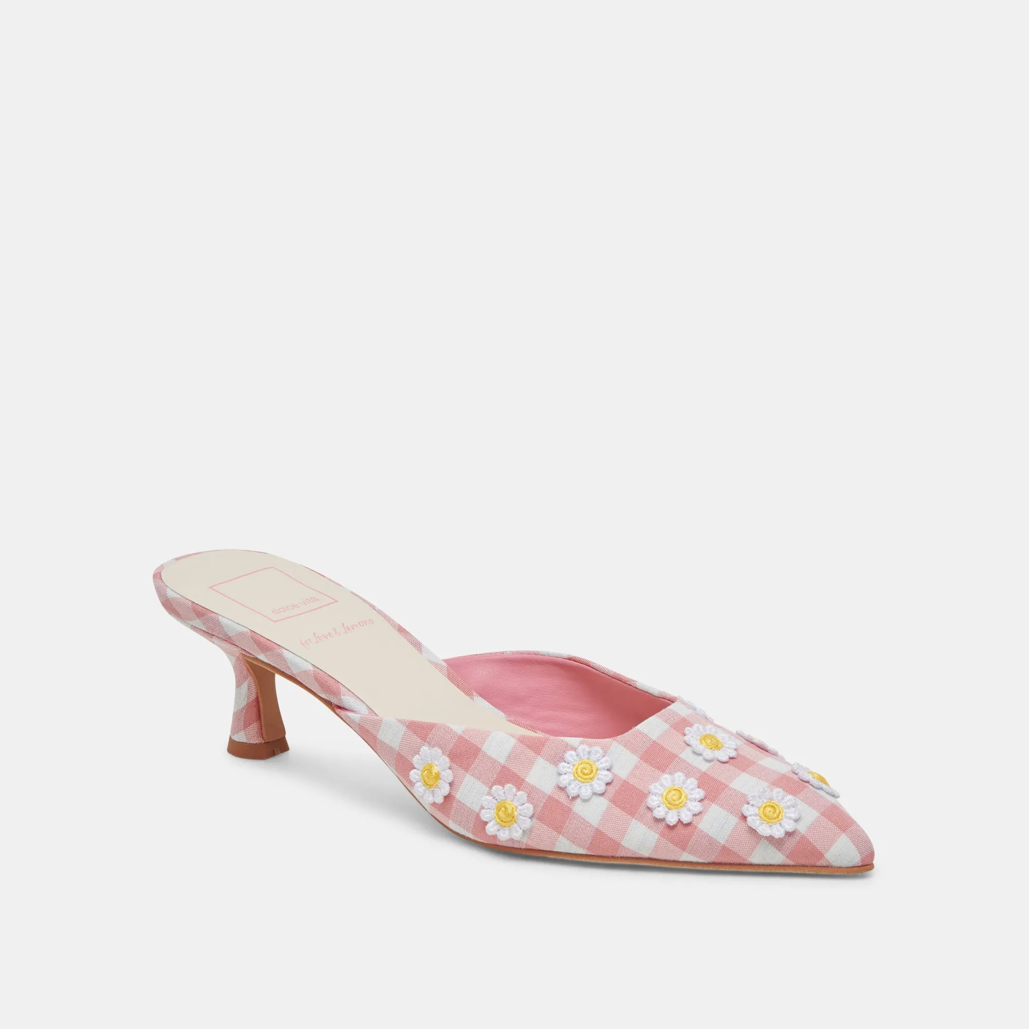 LILOU HEELS WHITE PINK GINGHAM