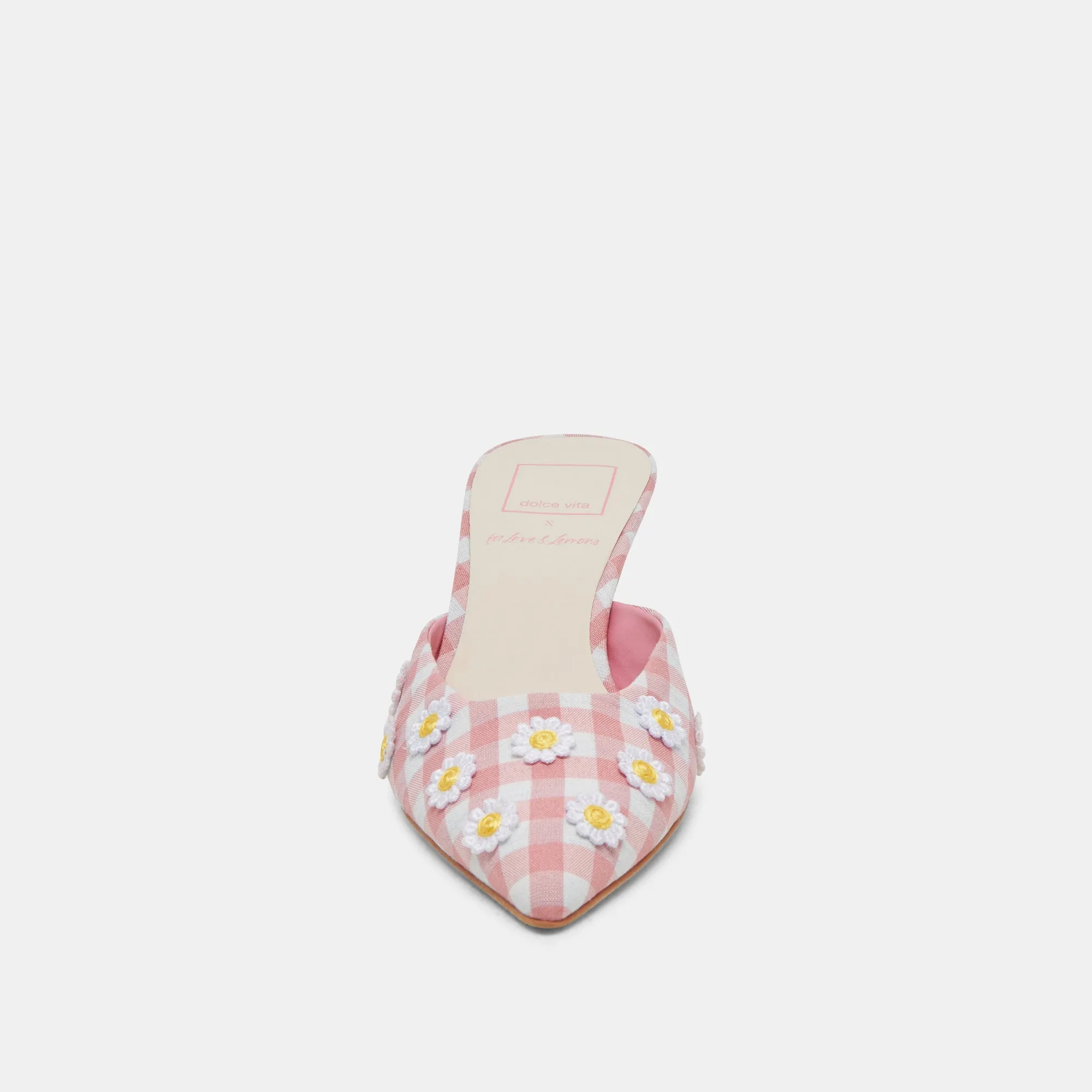 LILOU HEELS WHITE PINK GINGHAM