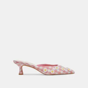 LILOU HEELS WHITE PINK GINGHAM