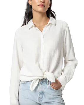 Long Sleeve Gauze Button Down (White)