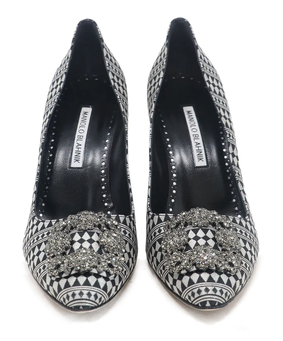 Manolo Blahnik Black & Silver Rhinestone Heels sz 8