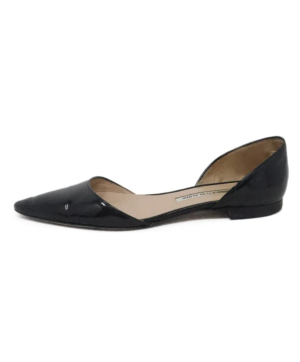 Manolo Blahnik Black Patent Leather Flats sz 9