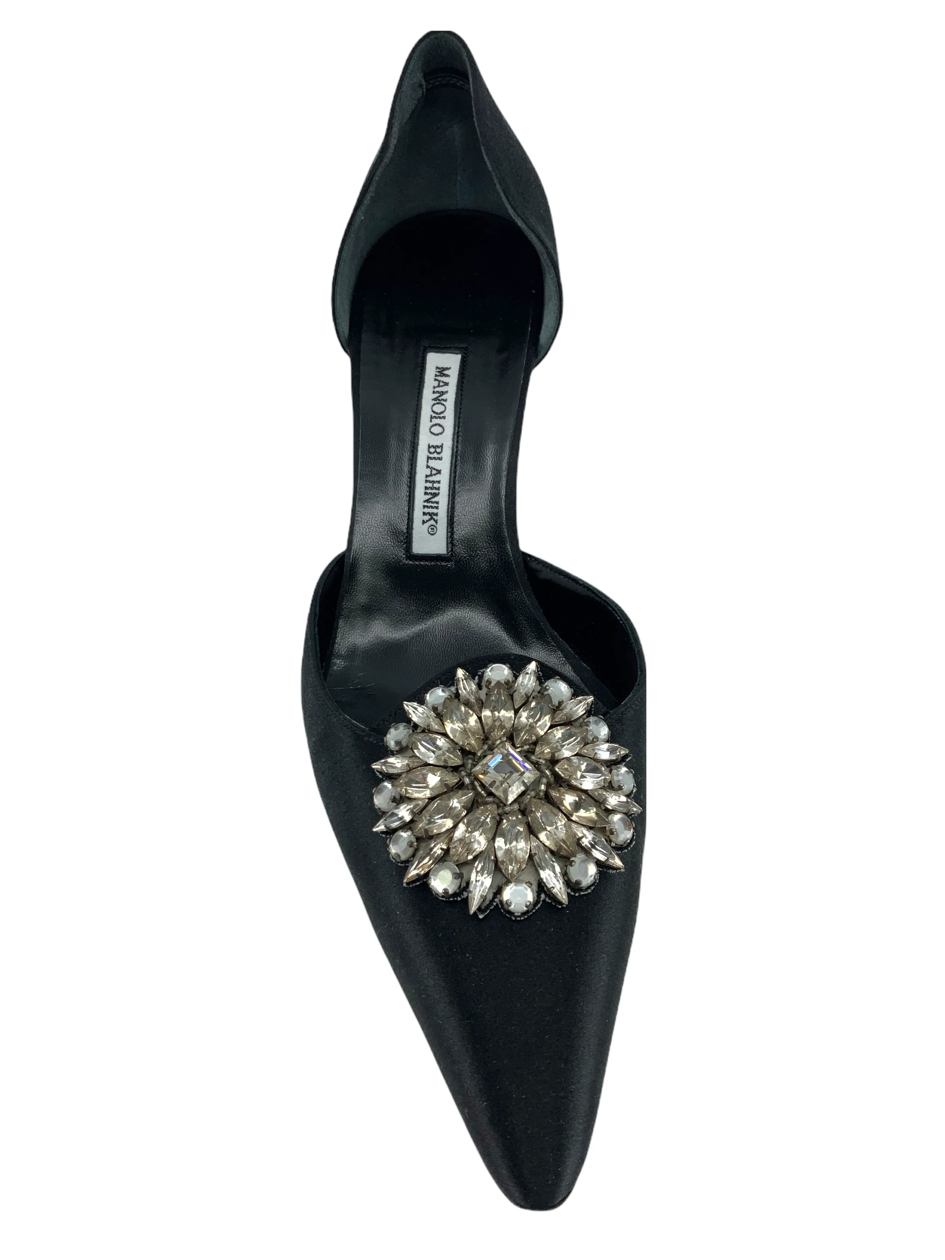 Manolo Blahnik Embellished Satin d'Orsay Pumps Size 10.5