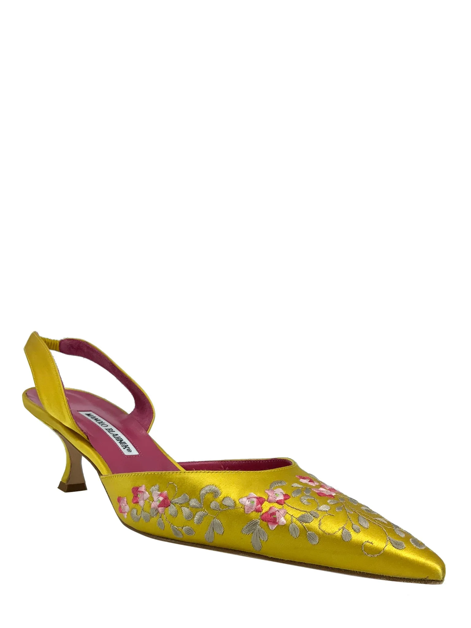 Manolo Blahnik Embroidered Carolyne Slingback Pumps Size 11