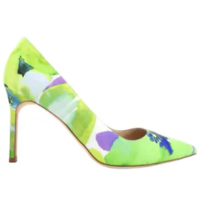 Manolo Blahnik Green Watercolor Fabric Pumps - 38