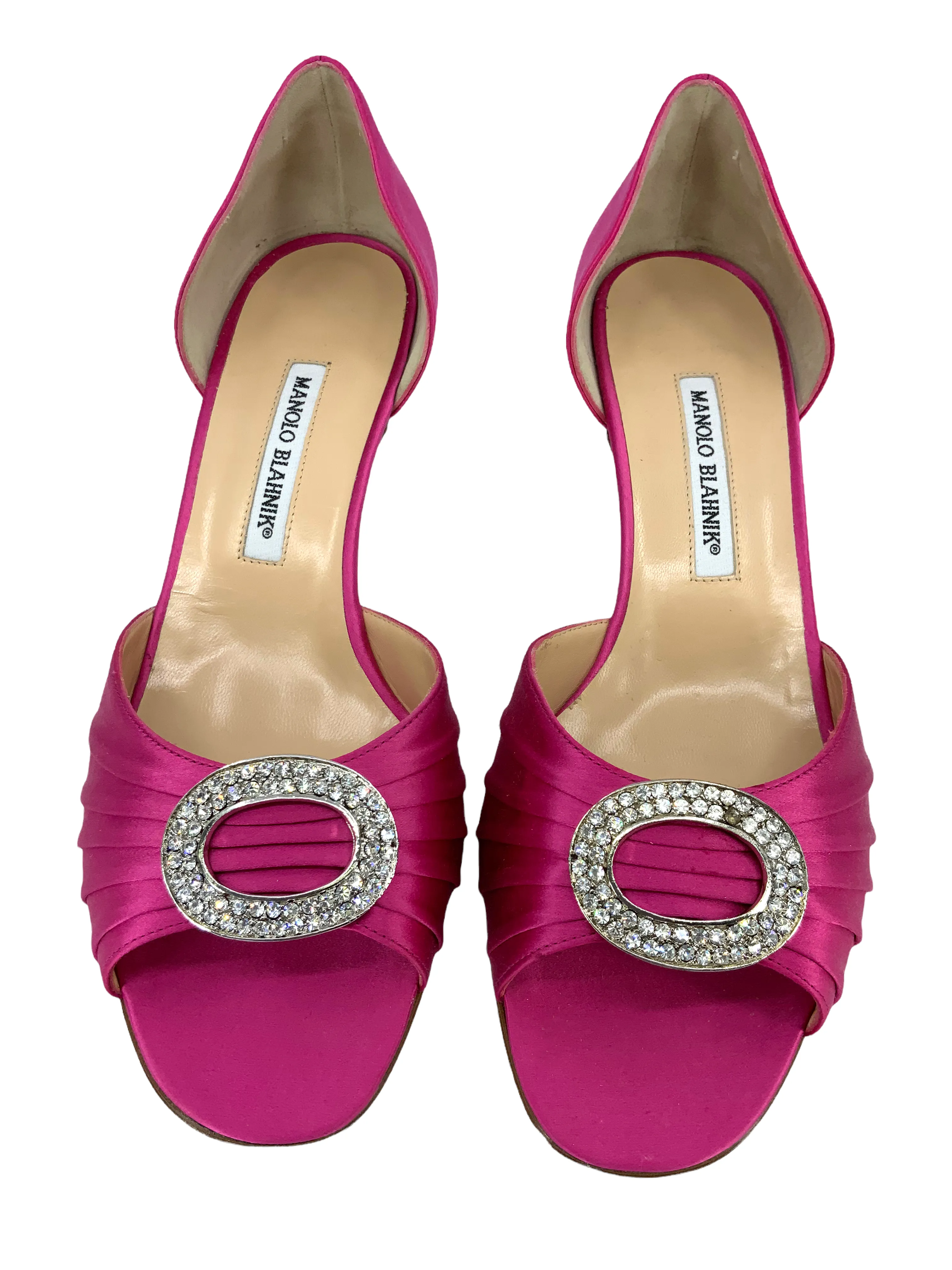 Manolo Blahnik Sedaraby Embellished Satin d'Orsay Pumps Size 10.5