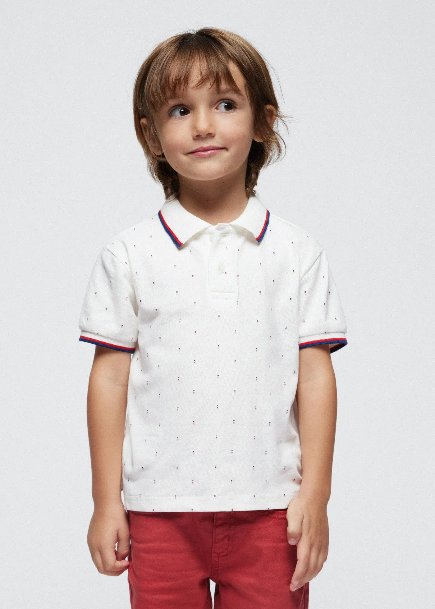 Mayoral Mini Cream Print Polo_ 3109