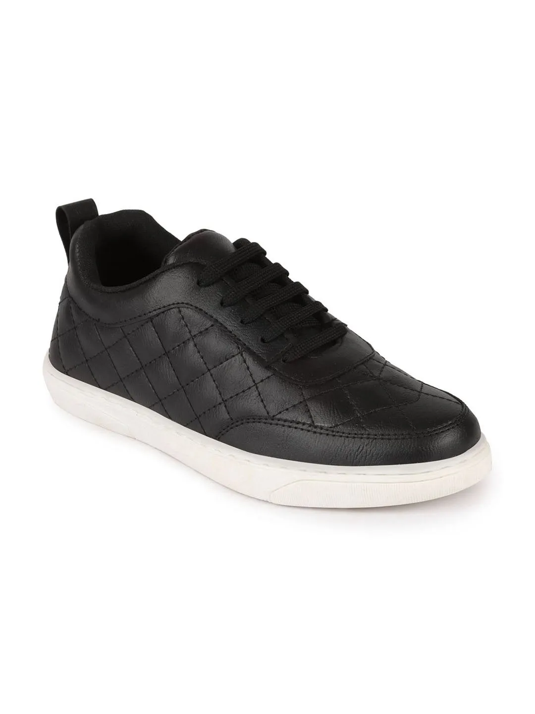 Men Black Lace Up Classic Sneakers