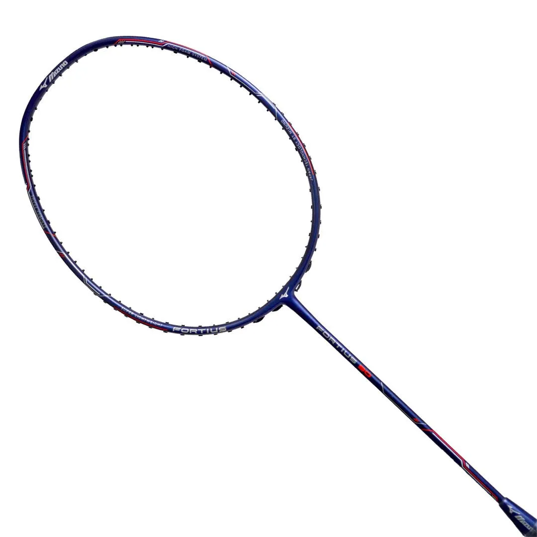 Mizuno Fortius 90 Badminton Racket 6U (Unstrung) - Mulberry Navy/Flame Scarlett/Foil Silver