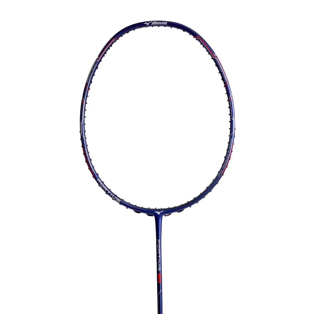 Mizuno Fortius 90 Badminton Racket 6U (Unstrung) - Mulberry Navy/Flame Scarlett/Foil Silver