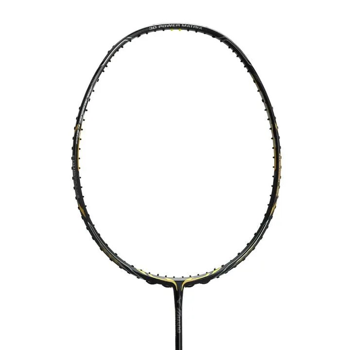 Optimized Title: Mizuno JPX Limited Edition 3U Attack Badminton Racket (Unstrung) - Black/Gold/Ash Grey