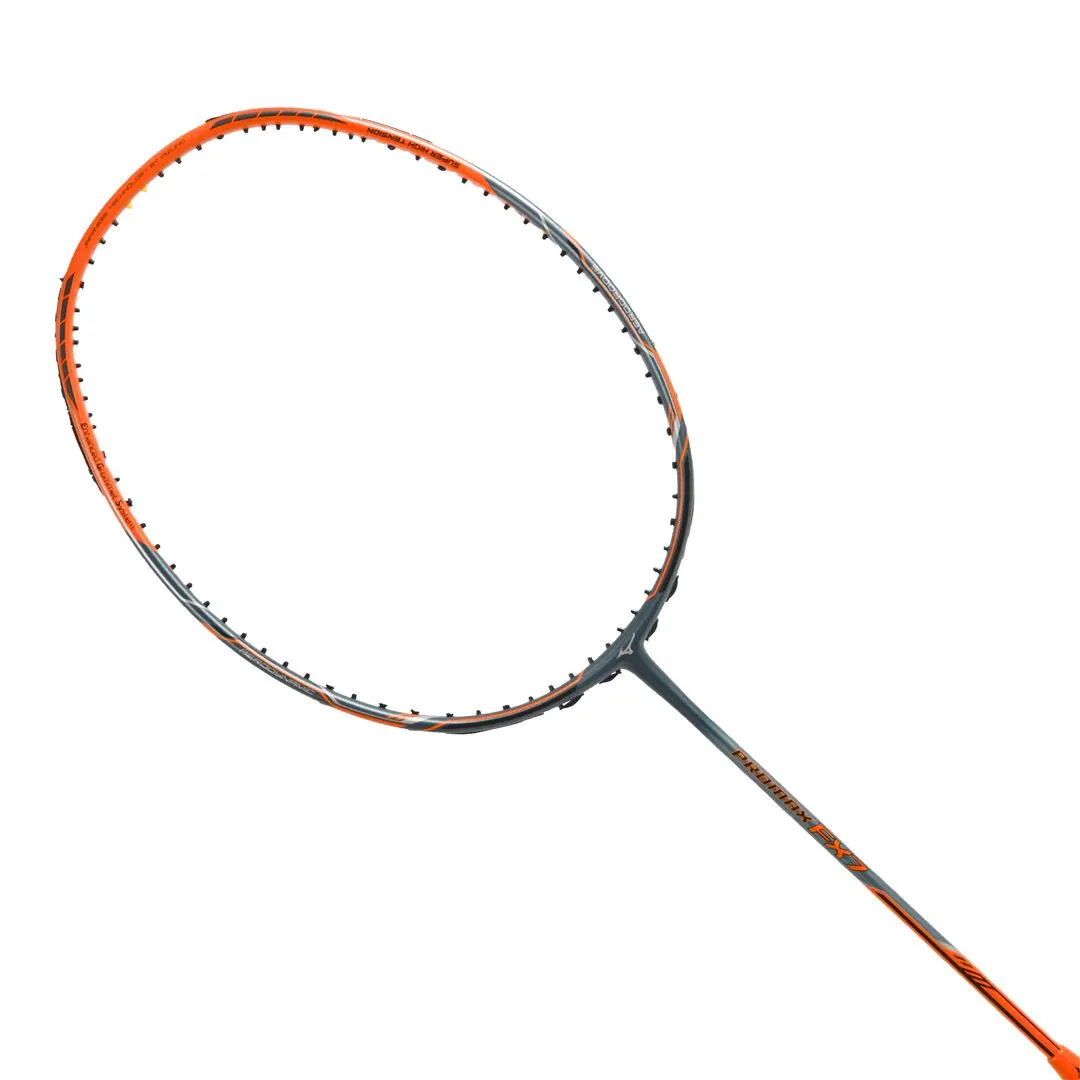 Mizuno Promax FX7 Badminton Racket (Strung with BG 80 Power) - Olive Grey/Poppy Orange/Silver