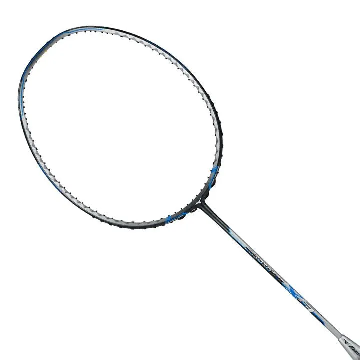 Mizuno Prototype X-3 Badminton Racket (Unstrung) - Charcoal/Silver Cloud/Cyan