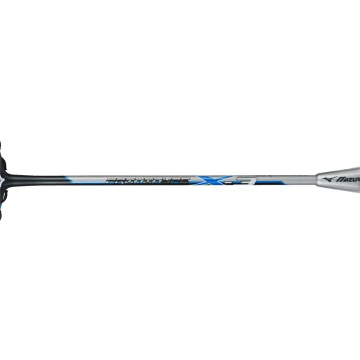 Mizuno Prototype X-3 Badminton Racket (Unstrung) - Charcoal/Silver Cloud/Cyan