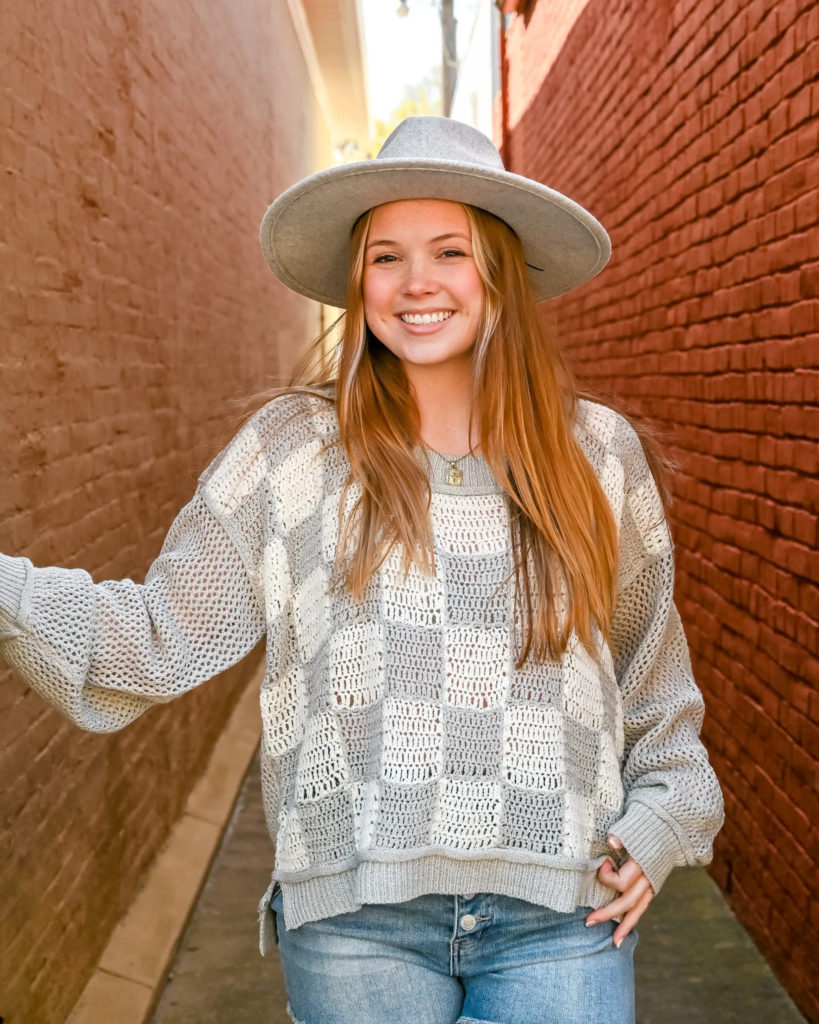 Picnic Date Checkered Knit Sweater