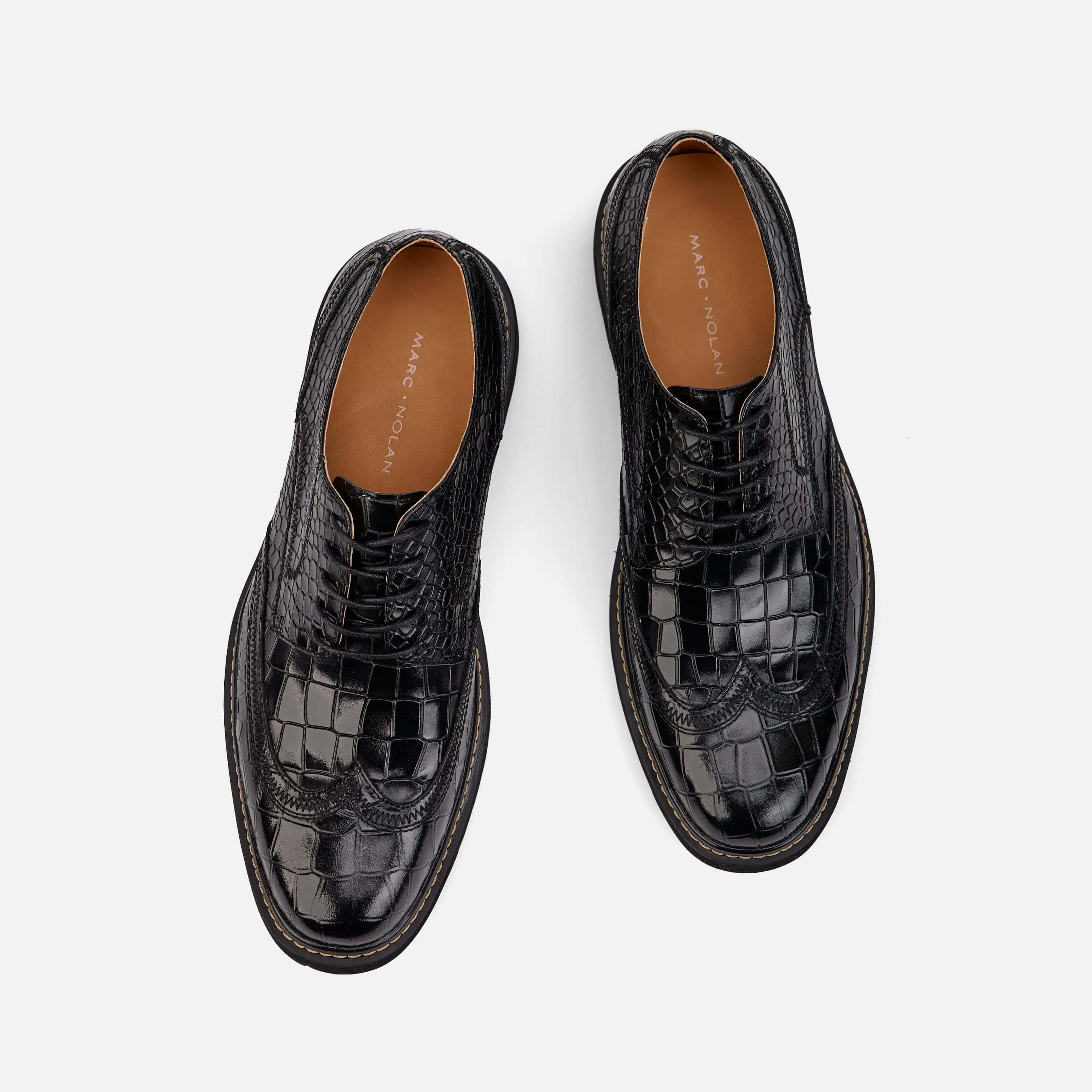 Roman Black Croc Leather Wingtip Sneakers