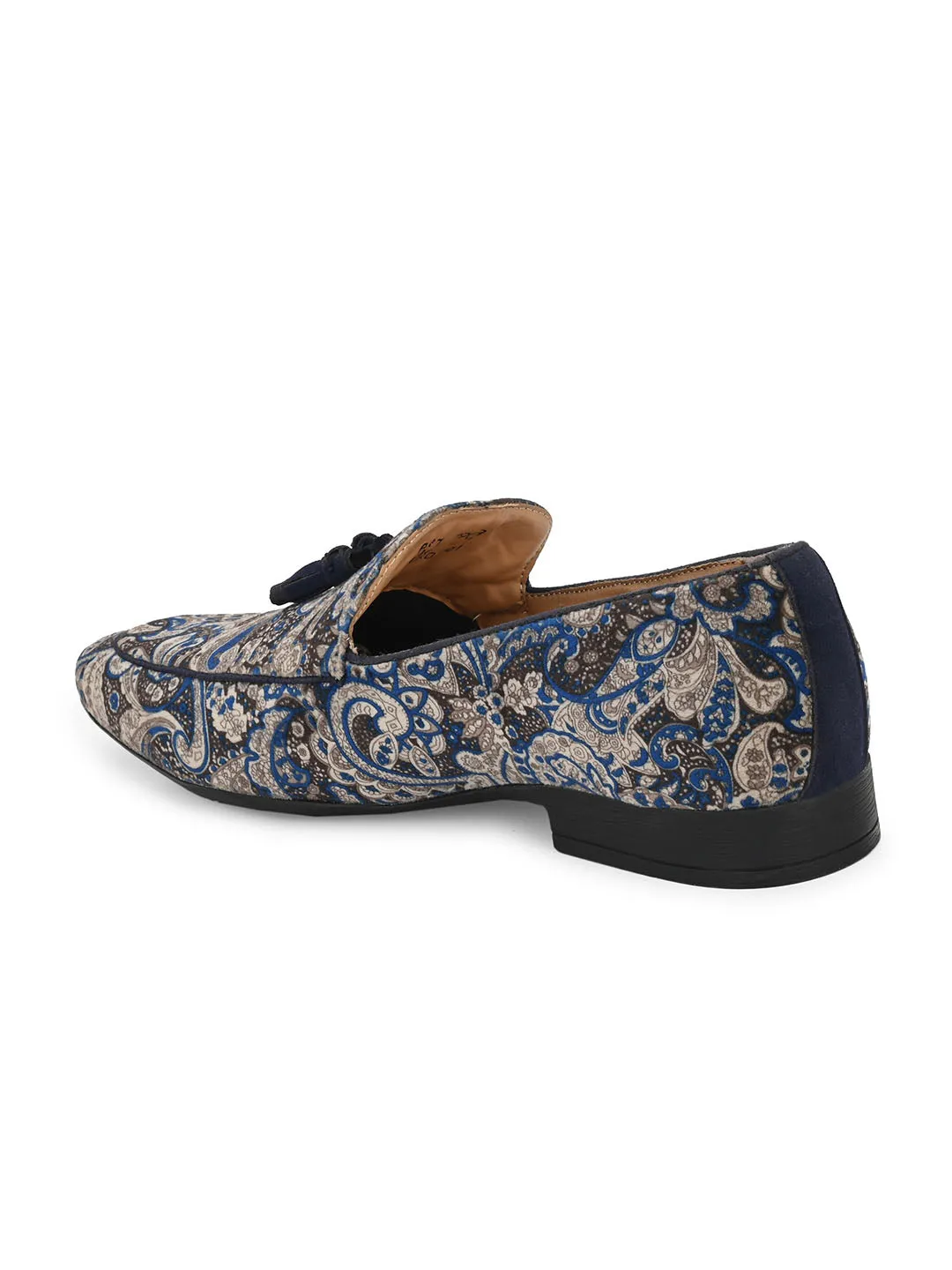 Royal Blue Paisley Tassel Loafers