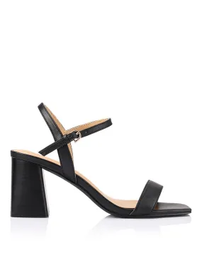 Steele Heeled Sandals - Black Leather