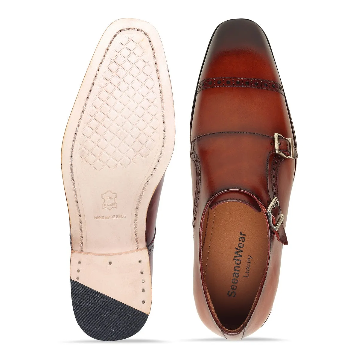 Style Double Monk Strap Handmade Shoes