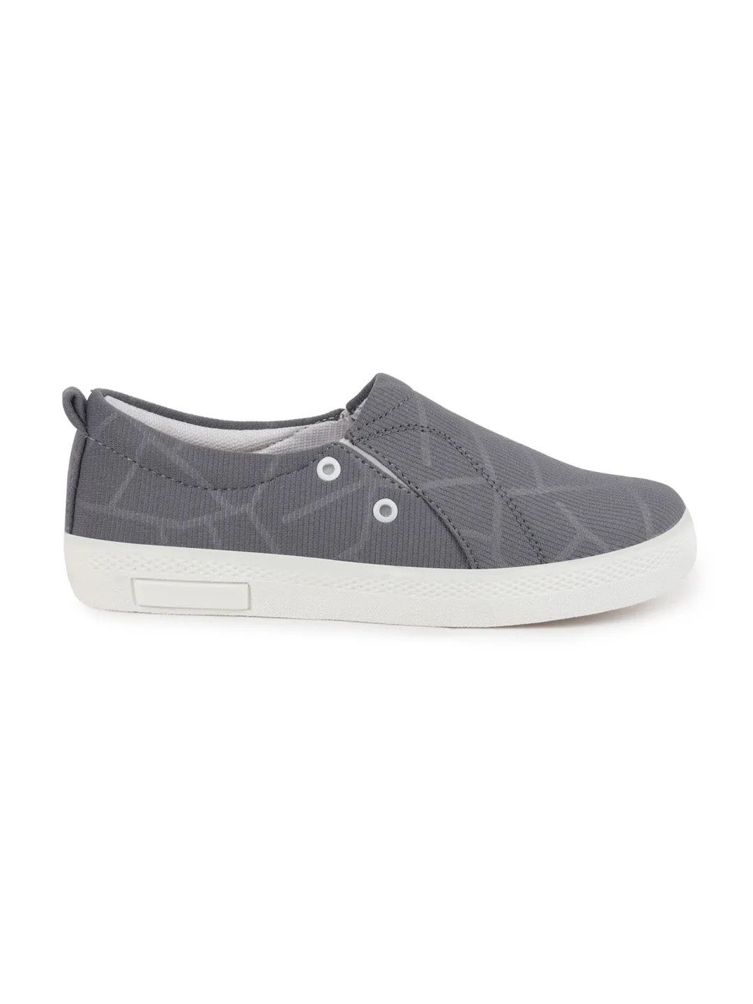 Women Grey Casual Canvas Slip-On Loafers