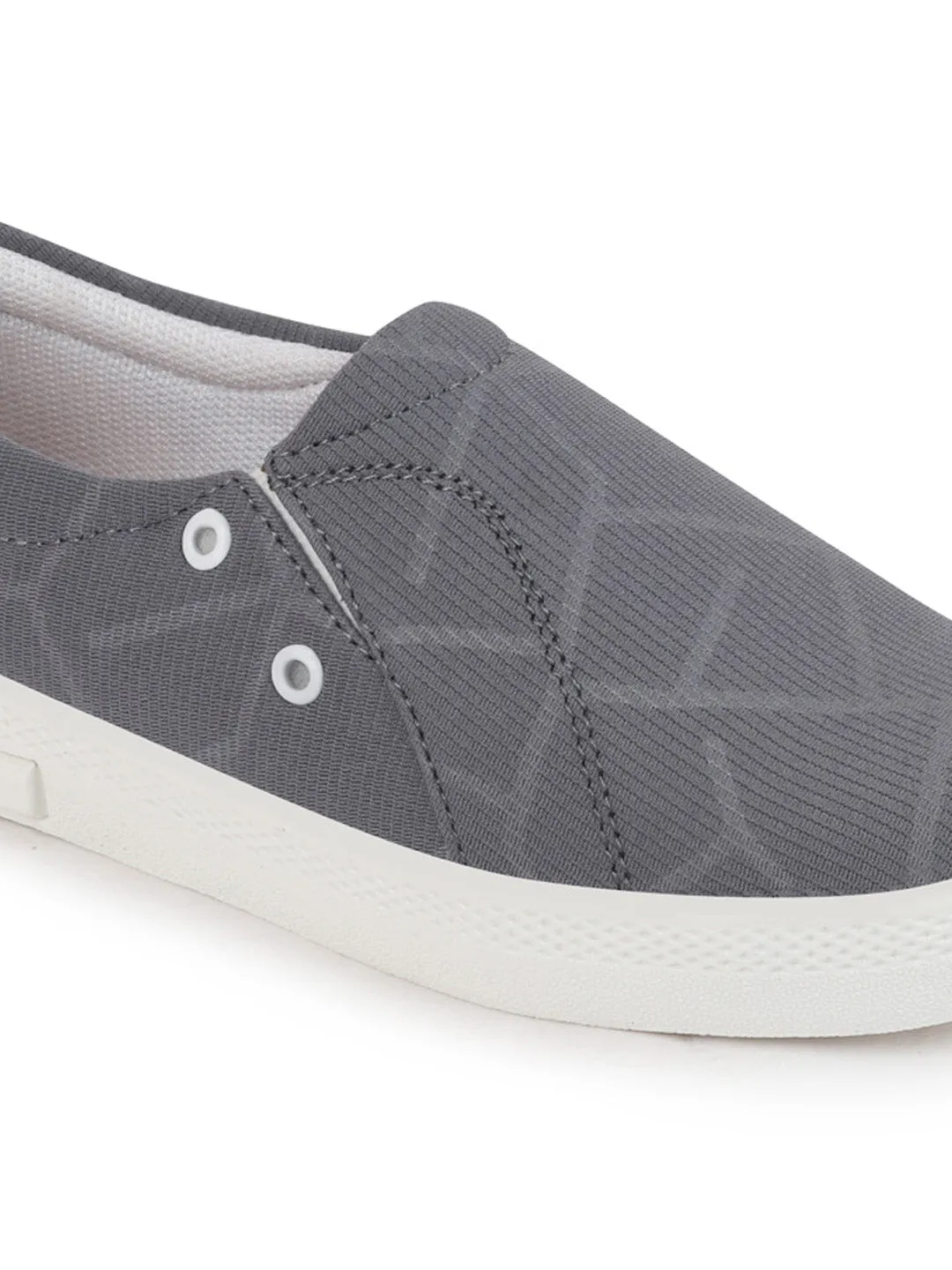 Women Grey Casual Canvas Slip-On Loafers