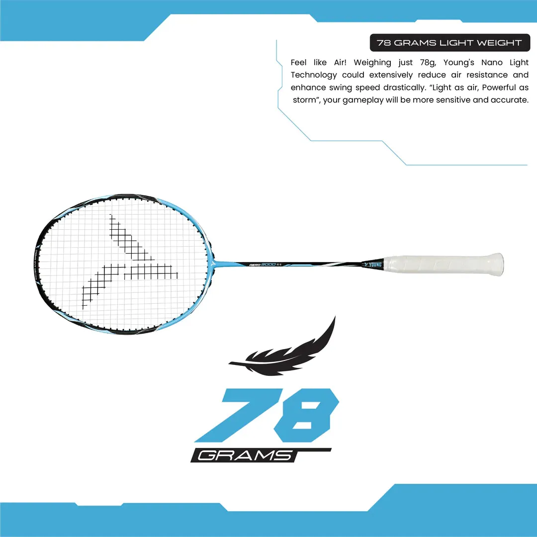 Young Aero 9000 Blast Badminton Racket (Strung) | Black/Blue