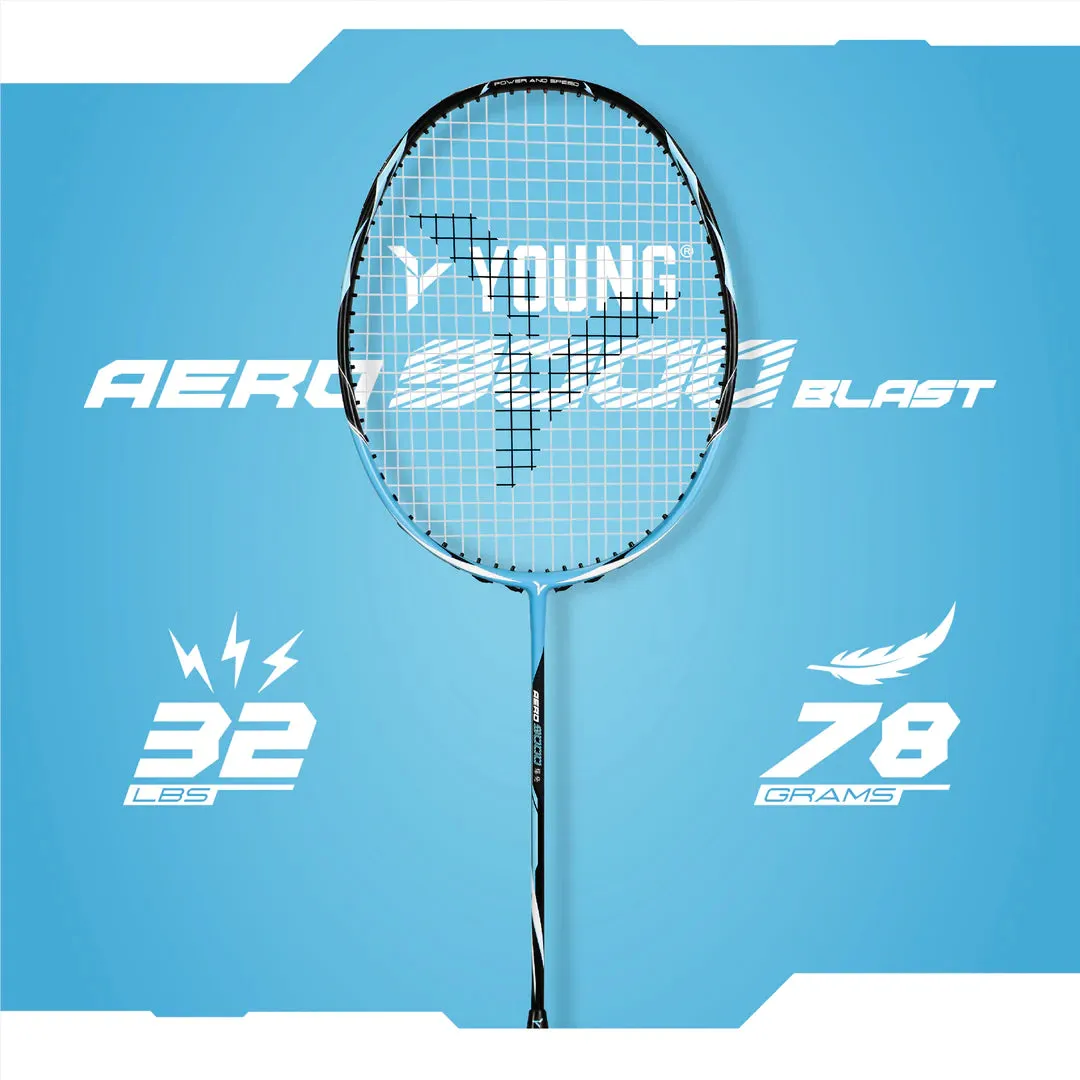 Young Aero 9000 Blast Badminton Racket (Strung) | Black/Blue