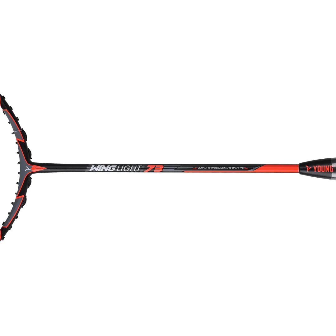 Young Wing Light 73 Badminton Racket (Strung) | Black/Orange